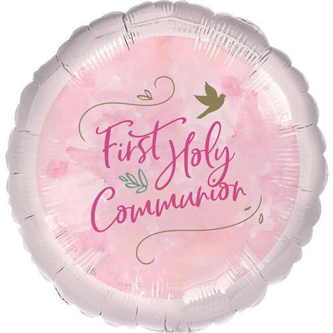 Holy Communion Pink Foil Balloon (18")