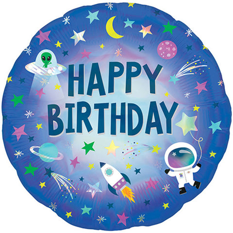 Birthday Outer Space Holographic Foil Balloon (18")