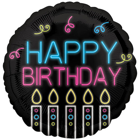 Happy Birthday Neon Foil Balloon (17")