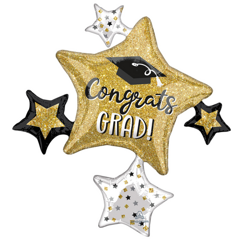 Graduation Sparkle Cluster Supershape Foil Balloon (23")