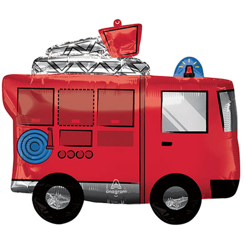 Fire Truck Supershape Foil Balloon (22")