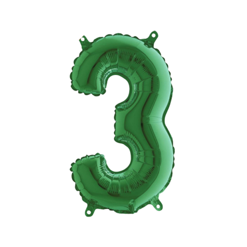 Grabo Green Number 3 Foil Balloon (14")