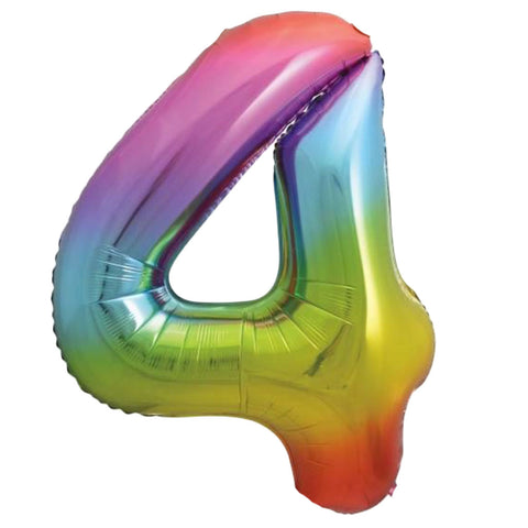 Unique Rainbow Number 4 Foil Balloon (34")