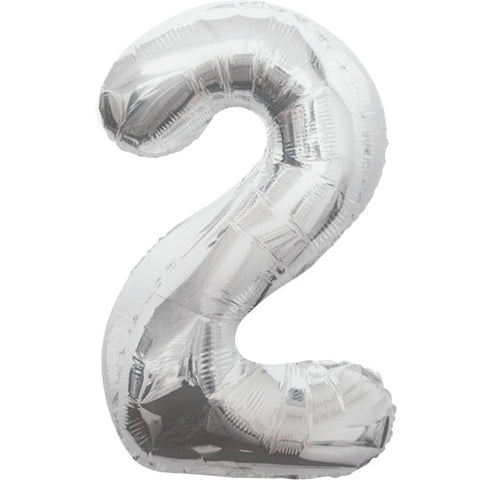 Unique Silver Number 2 Foil Balloon (34")
