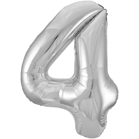 Unique Silver Number 4 Foil Balloon (34")