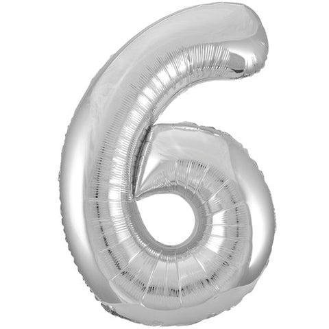 Unique Silver Number 6 Foil Balloon (34")