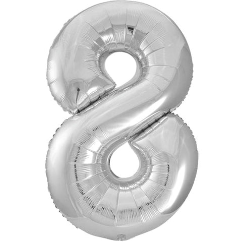 Unique Silver Number 8 Foil Balloon (34")