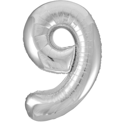 Unique Silver Number 9 Foil Balloon (34")