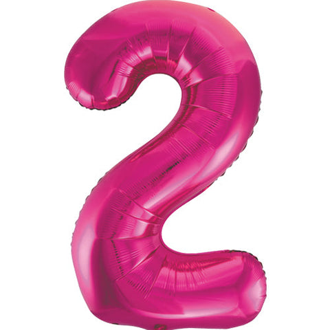 Unique Pink Number 2 Foil Balloon (34")