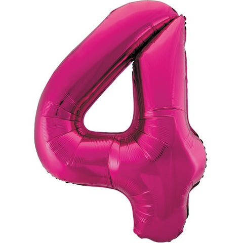 Unique Pink Number 4 Foil Balloon (34")