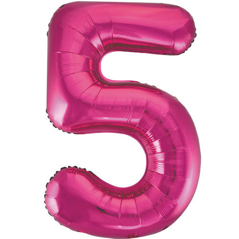 Unique Pink Number 5 Foil Balloon (34")