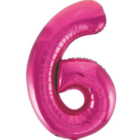 Unique Pink Number 6 Foil Balloon (34")