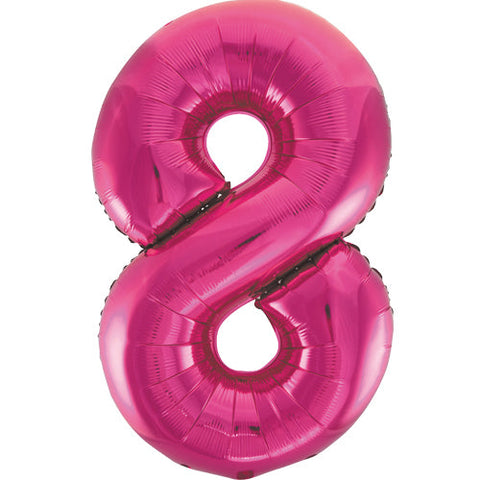 Unique Pink Number 8 Foil Balloon (34")