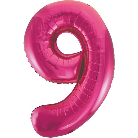 Unique Pink Number 9 Foil Balloon (34")