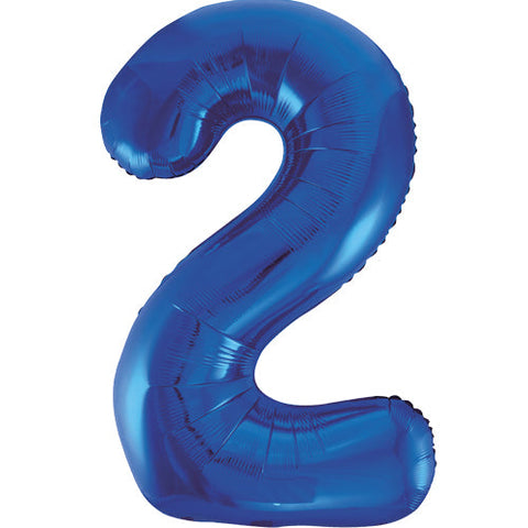 Unique Blue Number 2 Foil Balloon (34")