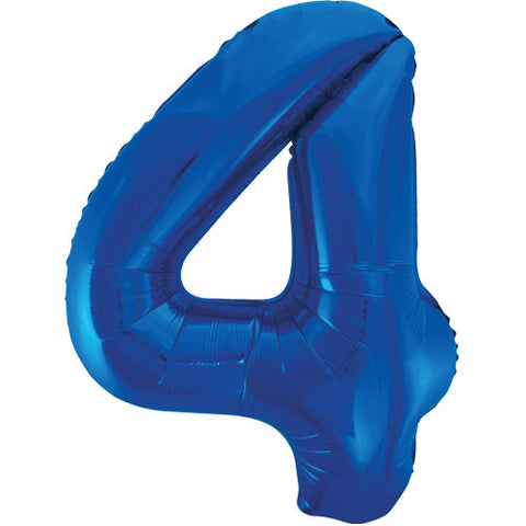 Unique Blue Number 4 Foil Balloon (34")