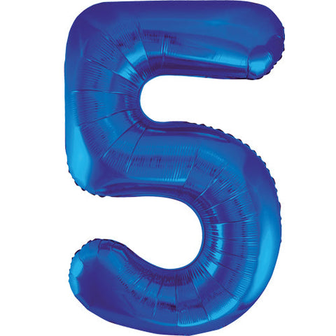 Unique Blue Number 5 Foil Balloon (34")