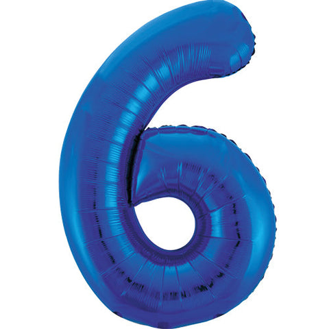 Unique Blue Number 6 Foil Balloon (34")