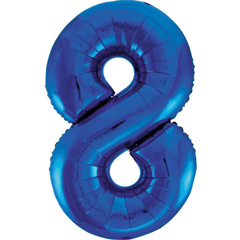 Unique Blue Number 8 Foil Balloon (34")
