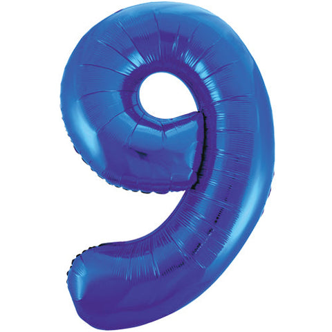 Unique Blue Number 9 Foil Balloon (34")