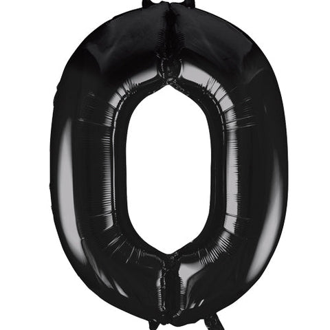 Unique Black Number 0 Foil Balloon (34")