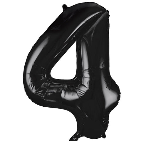 Unique Black Number 4 Foil Balloon (34")