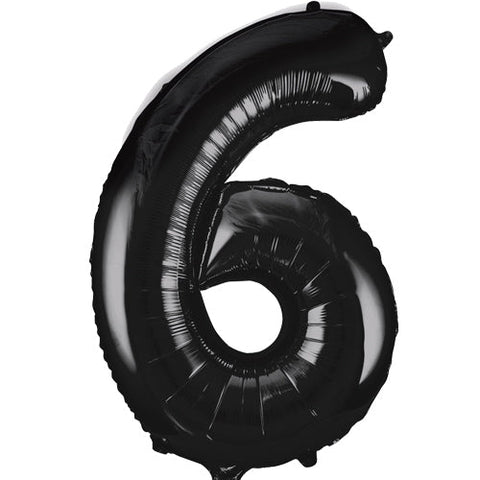 Unique Black Number 6 Foil Balloon (34")