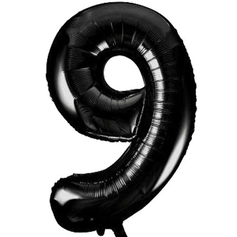 Unique Black Number 9 Foil Balloon (34")