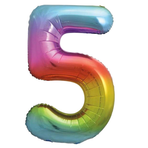 Unique Rainbow Number 5 Foil Balloon (34")