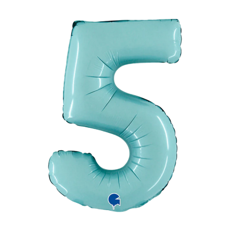 Grabo Pastel Blue Number 5 Foil Balloon (14")