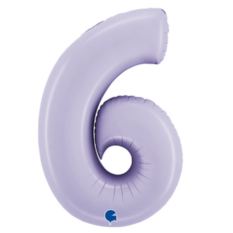 Grabo Lilac Satin Number 6 Foil Balloon (40")