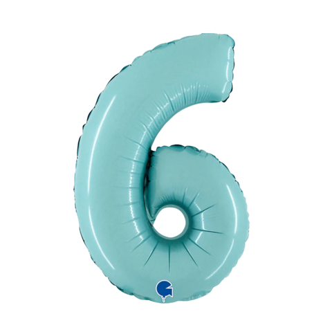 Grabo Pastel Blue Number 6 Foil Balloon (14")