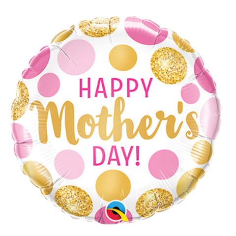Mother's Day Pink & Gold Dots Mini Foil Balloon (9")