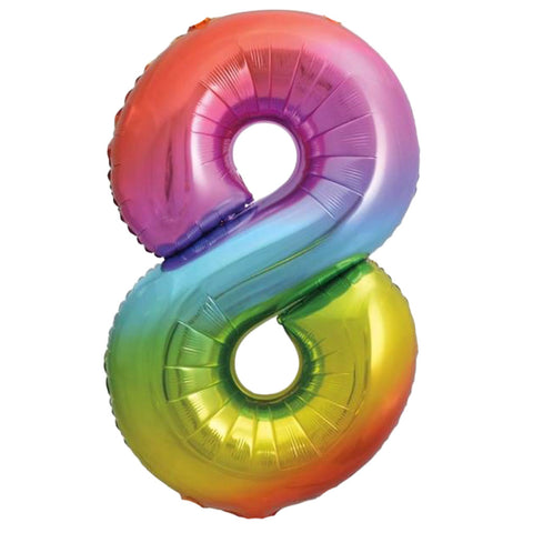 Unique Rainbow Number 8 Foil Balloon (34")