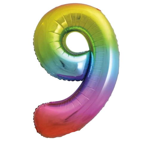 Unique Rainbow Number 9 Foil Balloon (34")