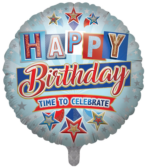 Happy Birthday Time to Celebrate Jumbo Round Foil Balloon (31")