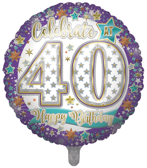 Celebrate at 40 Happy Birthday Jumbo Round Foil (31")