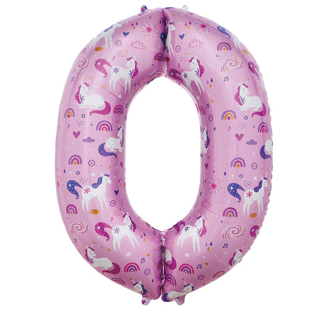 Sensations Unicorn Number 0 Foil Balloon (34")