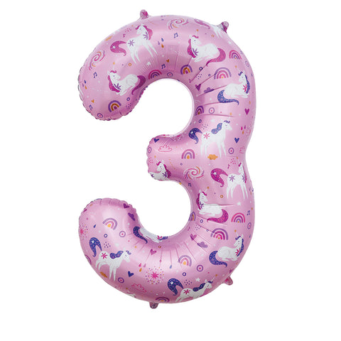Sensations Unicorn Number 3 Foil Balloon (34")