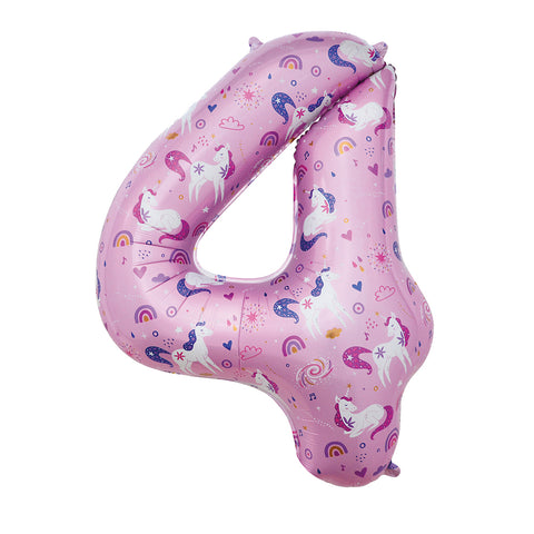 Sensations Unicorn Number 4 Foil Balloon (34")