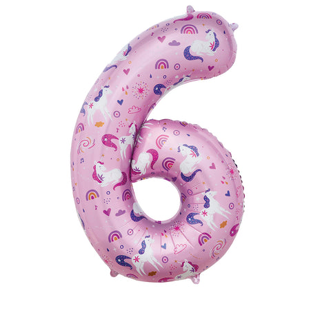 Sensations Unicorn Number 6 Foil Balloon (34")