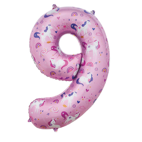 Sensations Unicorn Number 9 Foil Balloon (34")