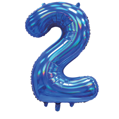 Sensations Iridescent Blue Number 2 Foil Balloon (30")