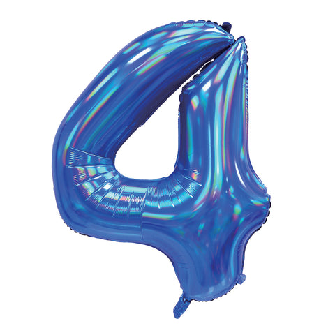 Sensations Iridescent Blue Number 4 Foil Balloon (30")