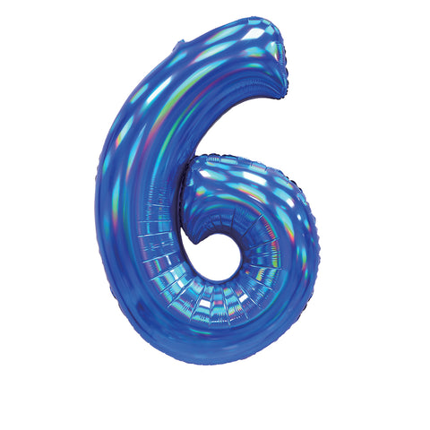 Sensations Iridescent Blue Number 6 Foil Balloon (30")