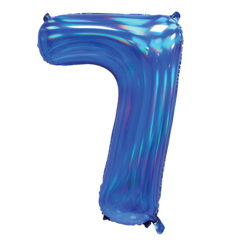 Sensations Iridescent Blue Number 7 Foil Balloon (30")