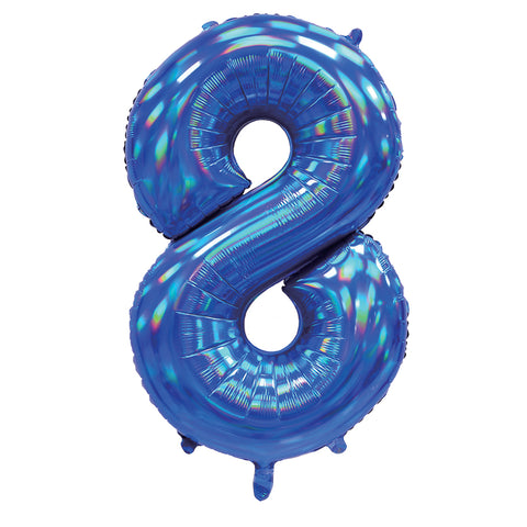 Sensations Iridescent Blue Number 8 Foil Balloon (30")