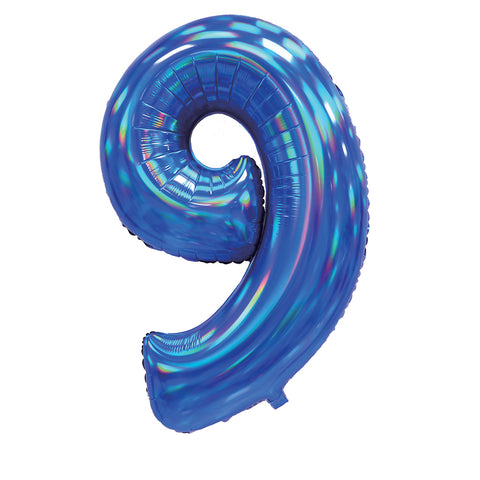 Sensations Iridescent Blue Number 9 Foil Balloon (30")