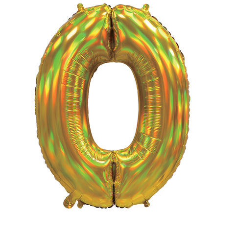 Sensations Iridescent Gold Number 0 Foil Balloon (30")