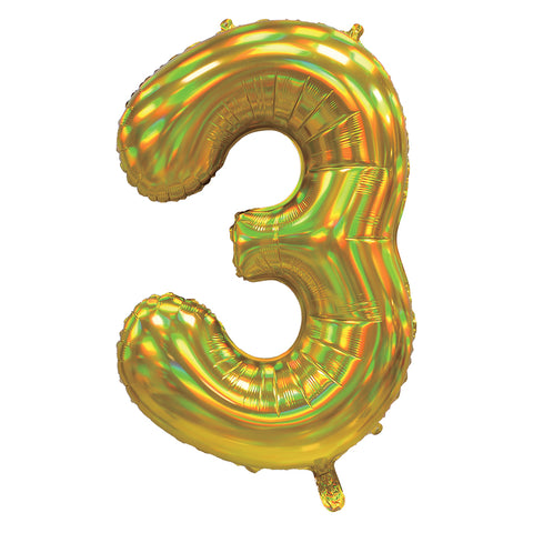 Sensations Iridescent Gold Number 3 Foil Balloon (30")